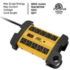 Crst 10 Outlets Heavy Duty Power Strip Surge Protector 2800j 15ft Power Cord