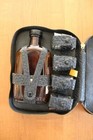 Vintage Genuine Leather Travel Bar Set Flask Shot Glasses Corkscrew Cocktail Kit