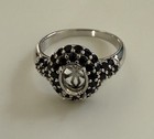 Sterling Silver Semi Mount Ring Setting Oval Ov 8x6mm Black Spinal White