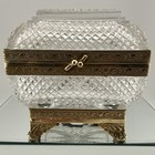 Vintage Large French Baccarat Cut Glass Ormolu Bronze Casket Box 4 5x4 5x3      