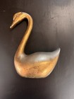 Vintage Solid Brass Swan Family Figurines Set Of 3 Graduated Mid Century Modern