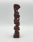 Maori New Zealand Tiki Hand Carved Matai Wood Figurine Shell Eyes  9    Tall