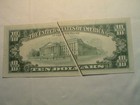 1974  10 00 Dollar Federal Reserve Error Note Gutter Folds