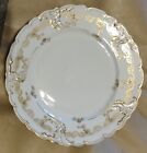 Rare Set Of Four M  Redon Limoges 8 3 4  White And Gold Scalloped-edged Plates