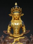 Old Nepal Buddhism Pure Bronze Gilt Amitayus Longevity God Goddess Buddha Statue
