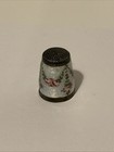 Enamel Guilloche Sterling Silver Thimble German Pink Roses  Marking 835s