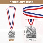 10 Pcs Baseball Court Print Silver Award Medals With Neck Ribbons  Silver