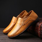 Men s Comfortable Leather Loafers Casual Breathable Driving Fashion Dress Shoes