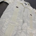 Original Guayabera  horses  Embroidered Long Sleeve Ivory Button Up Shirt Mens L