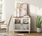 Sideboard Buffet Cabinets With Glass Door  White  34 