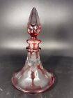 Antique Ruby Stained Cut To Clear Glass Perfume Bottle  Grammycore  Vintage