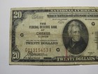  20 1929 Chicago Illinois National Currency Federal Reserve Bank Note Bill Fine