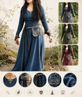Women Medieval Renaissance Dress Long Sleeve Gothic Viking Maxi Costume
