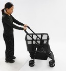 2-tier Foldable Shopping Cart W  Removable Bag   Brakes Collapsible Trolley