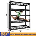 24  D X 59  W X 72  H  Garage Shelving Heavy Duty  5 Tier Metal Storage Shelves