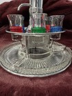 Vintage Mcm Park Sherman Rotating Liquor Dispenser W 6 Shot Glasses Chrome Tray