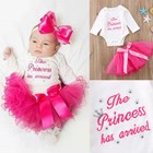 Newborn Baby Girl Outfits Long-sleeved Letter-style Top Princess Chiffon Dress