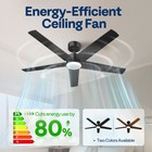 52 Inch Ceiling Fan With Light   Remote 5 Blade Flush Mount Quiet For Large Room