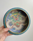 Antique Old Chinese Multi Color Cloisonne Enamel Dragon Bowl - 8  Wide
