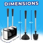 Umien Toilet Brush   Plunger Set - 18in Steel  No-rust  Long Handles  Canister