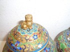 Antique China Cloisonne Vase 6 1 2   Golden Foo Dog Pair Set Of 2