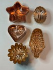 Lot 5 Copper Cake Pan Gelatin Mold Wall Hanging Art Kitchen Metal Star Heart