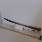 Vintage Barong Machete Carbon Steel Blade Wood Leather Handle Sheath 27 Inch
