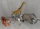 Vintage 1990 Playskool Inc Animals Lot Figures Toys Elephant Giraffe Zebra Tiger