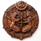 Great Rite Pentacle Plaque - Wood Finish - Dryad Design - Pagan Wiccan Statue