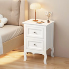 Nightstand End Table With 2 Drawer white Finish