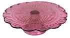 Vintage Jeannette Glass Anniversary Pink Cake Stand 10  Laurel Leaf 1940s Flash