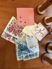 Embroidered Handkerchiefs    1940s   1960s     Scalloped  Lace Trim  Map Unused Labels