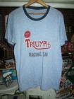 Triumph Racing Team Vtg 70s 80s Heather Blue Ringer T Shirt Jersey Motorcycle M