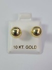10k Yellow Gold Screw Back Earrings Studs Round Ball 8mm Women Kids