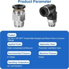Set Of Push To Connect Air Fittings 1 4 Od X 1 8 Npt Straight Elbow 12 Pcs Kit