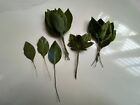 Vintage Millinery Lot Of Assorted Green Velvet Leaves   Silk Leaves Nos