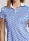 Rlx Ralph Lauren Women   s Sz M Tailored Fit Blue Striped Jersey Polo Golf  Shirt