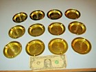  12  1980 s - Hardee s  un-used  Gold Aluminum Ashtray - Vintage 3 1 2  Diameter