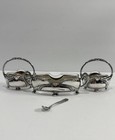 Antique Lot Of 3 Salt Cellars 800 Silver Mount Crystal 20th Century Hallmarked