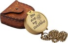 Vintage Nautical Style Brass Pocket Compass With Leather Case Gift