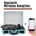 Vinyl Record Player Wireless Turntable Bluetooth 3-speed Portable Vintage Blue