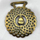 Brass Horse Medallion Antique English Acorn Oak Pierced Geo Parade Harness