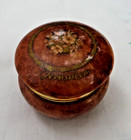 Vintage Floral Stone Trinket Box Souvenir Jerusalem Hinged Lid
