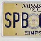 2020 Mississippi State Seal License Plate      Simpson County Ms Tag Spb 0603