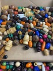 Lot Vintage Wooden Wood Macrame Beads Brown Blue Orange Different Sizes   Shapes