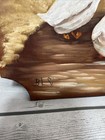 Vintage Primitive Folk Art Painting - Signed Girl Goose On Wood Board Wall Decor