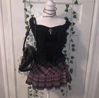 Vintage Y2k Charlotte Russe Low Waist Pleated Micro Mini Skirt Womens S Plaid