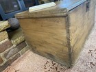 Old Antique Pine Chest  Vintage Wooden Storage Trunk  Blanket Box  Coffee Table 