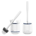 Toilet Bowl Brush Set With Holder - Durable Bristles   Solid Handle  2 Pack  Whi