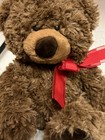 Aurora Brown Bear 9    Soft Plush Toy Red Bow Stuffed Animal Lovey Cuddly Cute